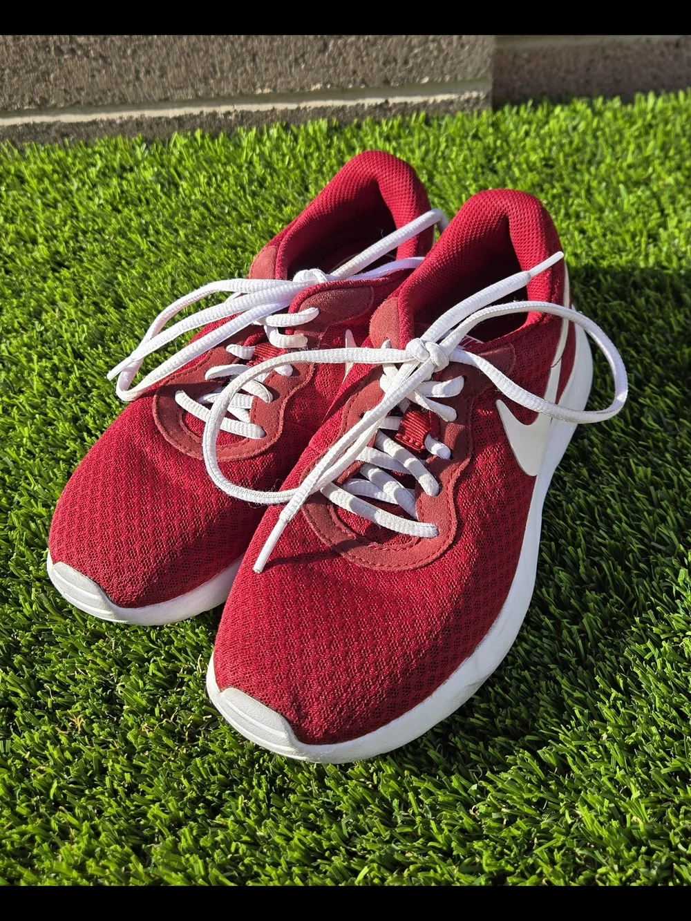 Red Women's Athletic Sneakers with White Accents Size 6.5